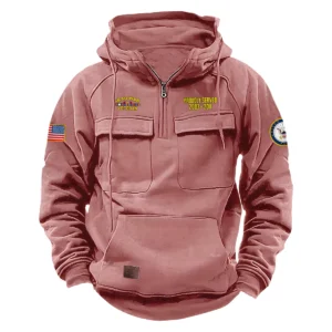 Iraq War Veteran U.S. Navy Tactical Quarter Zip Hoodie Custom Courageous Legacy Salute to Iraq War Veterans Pink