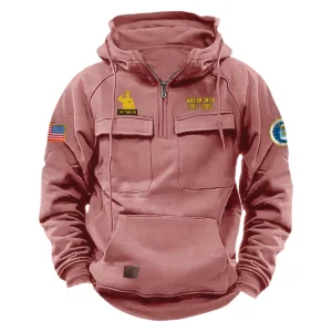 U.S. Air Force Tactical Quarter Zip Hoodie Honor and Duty Edition Custom Courageous Excellence Salute to U.S. Air Force Veterans Pink