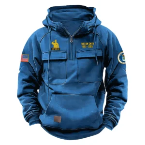 U.S. Air Force Tactical Quarter Zip Hoodie Honor and Duty Edition Personalized Courageous Spirit Tribute for U.S. Air Force Veterans Blue