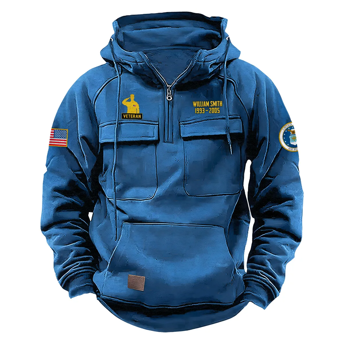 U.S. Air Force Tactical Quarter Zip Hoodie Honor and Duty Edition Personalized Courageous Spirit Tribute for U.S. Air Force Veterans Blue U.S. Air Force Tactical Quarter Zip Hoodie Honor and Duty Edition Personalized Courageous Spirit Tribute for U.S. Air Force Veterans Blue
