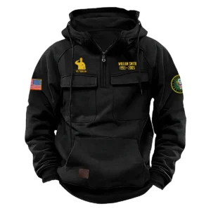 Custom Courageous Tribute U.S. Army Tactical Quarter Zip Hoodie Honor and Duty Edition Honoring U.S. Army Veterans Black