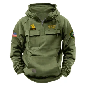 Courageous Loyalty Edition Personalized U.S. Army Tactical Quarter Zip Hoodie Honor and Duty Edition for U.S. Army Veterans Army Green