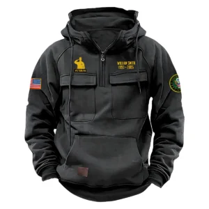 U.S. Army Veterans Courageous Fortitude Custom U.S. Army Tactical Quarter Zip Hoodie Honor and Duty Edition Gray