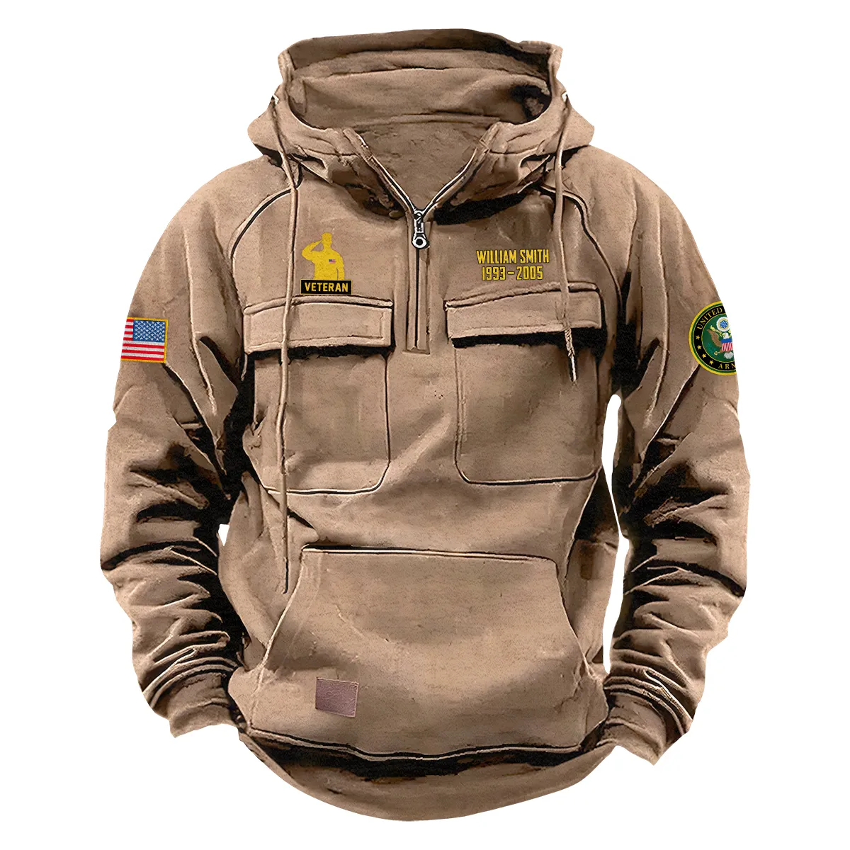 Personalized U.S. Army Tactical Quarter Zip Hoodie Honor and Duty Edition Celebrating Valiant Valor for U.S. Army Veterans Khaki Personalized U.S. Army Tactical Quarter Zip Hoodie Honor and Duty Edition Celebrating Valiant Valor for U.S. Army Veterans Khaki