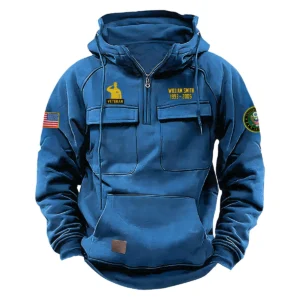 Valiant Honor Inspired Custom U.S. Army Tactical Quarter Zip Hoodie Honor and Duty Edition for U.S. Army Veterans Blue