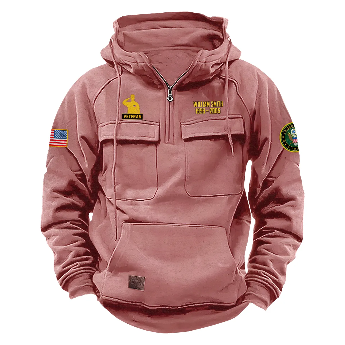 U.S. Army Tactical Quarter Zip Hoodie Honor and Duty Edition Custom Valiant Duty Salute to U.S. Army Veterans Pink U.S. Army Tactical Quarter Zip Hoodie Honor and Duty Edition Custom Valiant Duty Salute to U.S. Army Veterans Pink
