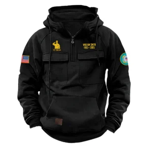 U.S. Coast Guard Tactical Quarter Zip Hoodie Honor and Duty Edition Personalized Valiant Courage Tribute for U.S. Coast Guard Veterans Black