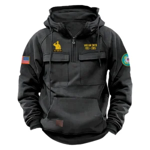 U.S. Coast Guard Veterans Valiant Pride Custom U.S. Coast Guard Tactical Quarter Zip Hoodie Honor and Duty Edition Gray