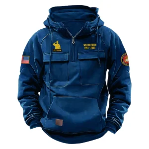 U.S. Marine Corps Veterans Valiant Loyalty Custom U.S. Marine Corps Tactical Quarter Zip Hoodie Honor and Duty Edition Dark Blue