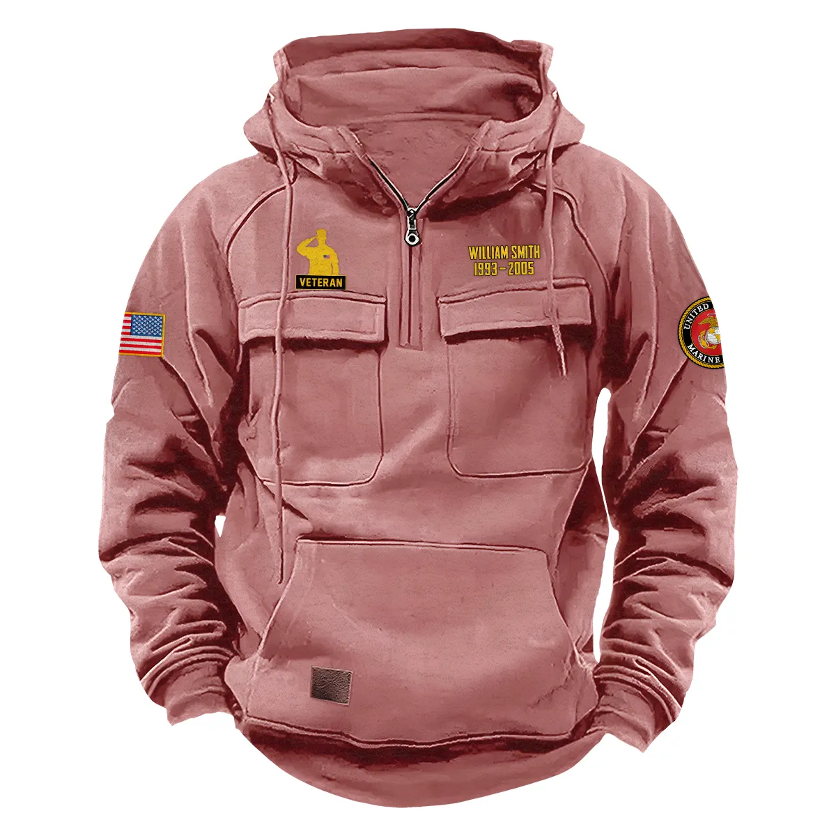 Personalized U.S. Marine Corps Tactical Quarter Zip Hoodie Honor and Duty Edition Celebrating Valiant Fortitude for U.S. Marine Corps Veterans Pink Personalized U.S. Marine Corps Tactical Quarter Zip Hoodie Honor and Duty Edition Celebrating Valiant Fortitude for U.S. Marine Corps Veterans Pink