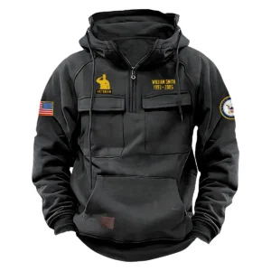 Enduring Valor Inspired Custom U.S. Navy Tactical Quarter Zip Hoodie Honor and Duty Edition for U.S. Navy Veterans Gray
