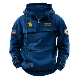 U.S. Navy Tactical Quarter Zip Hoodie Honor and Duty Edition Custom Enduring Service Salute to U.S. Navy Veterans Dark Blue