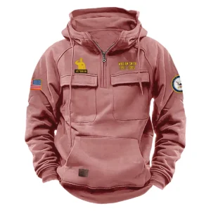 Personalized U.S. Navy Tactical Quarter Zip Hoodie Honor and Duty Edition Enduring Duty Gift for U.S. Navy Veterans Pink