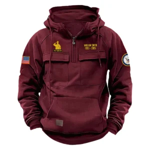 Enduring Legacy Custom U.S. Navy Tactical Quarter Zip Hoodie Honor and Duty Edition for U.S. Navy Veterans Wine Red