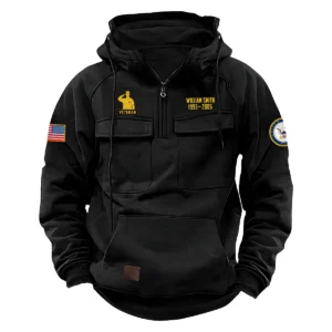 Enduring Sacrifice Edition Personalized U.S. Navy Tactical Quarter Zip Hoodie Honor and Duty Edition for U.S. Navy Veterans Black
