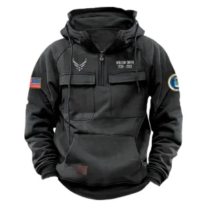 U.S. Air Force Veterans Enduring Strength Custom U.S. Air Force Tactical Quarter Zip Hoodie Service and Sacrifice Edition Gray
