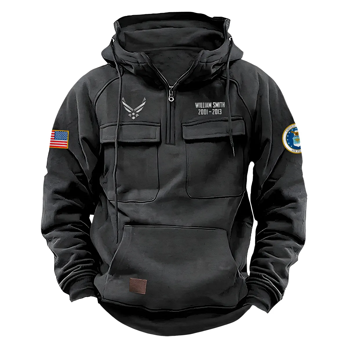 U.S. Air Force Veterans Enduring Strength Custom U.S. Air Force Tactical Quarter Zip Hoodie Service and Sacrifice Edition Gray U.S. Air Force Veterans Enduring Strength Custom U.S. Air Force Tactical Quarter Zip Hoodie Service and Sacrifice Edition Gray