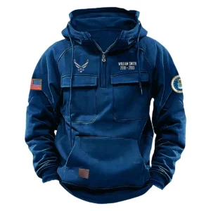 Enduring Brotherhood Inspired Custom U.S. Air Force Tactical Quarter Zip Hoodie Service and Sacrifice Edition for U.S. Air Force Veterans Dark Blue
