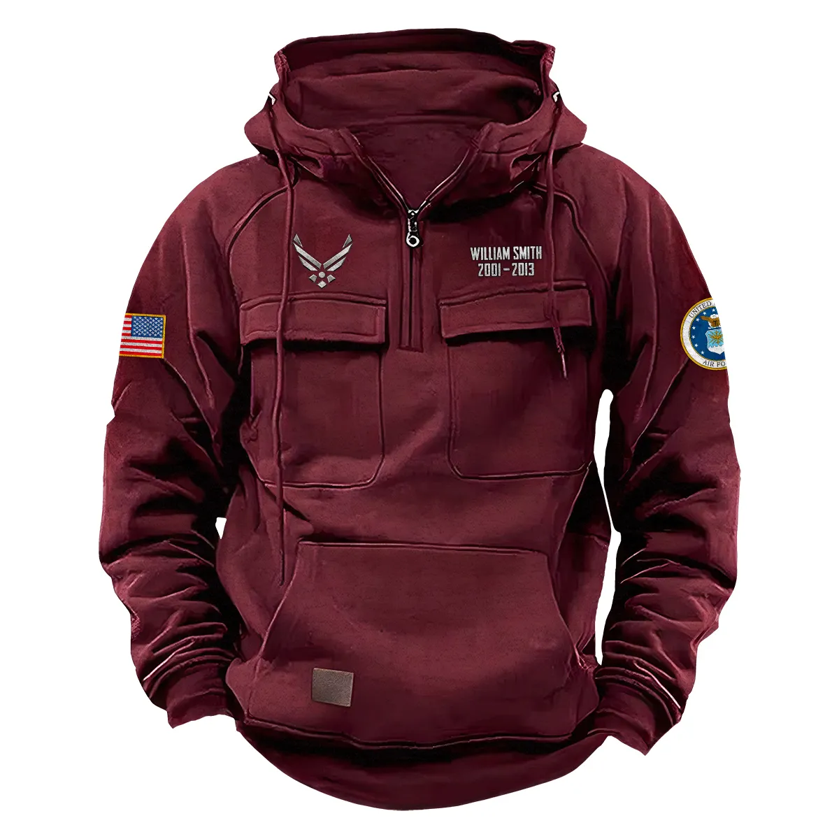 U.S. Air Force Tactical Quarter Zip Hoodie Service and Sacrifice Edition Custom Enduring Heritage Salute to U.S. Air Force Veterans Wine Red U.S. Air Force Tactical Quarter Zip Hoodie Service and Sacrifice Edition Custom Enduring Heritage Salute to U.S. Air Force Veterans Wine Red