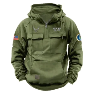 Enduring Excellence Custom U.S. Air Force Tactical Quarter Zip Hoodie Service and Sacrifice Edition for U.S. Air Force Veterans Army Green