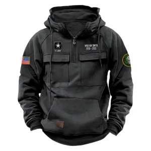 Custom Enduring Respect U.S. Army Tactical Quarter Zip Hoodie Service and Sacrifice Edition Honoring U.S. Army Veterans Gray