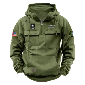 Enduring Fortitude Inspired Custom U.S. Army Tactical Quarter Zip Hoodie Service and Sacrifice Edition for U.S. Army Veterans Army Green