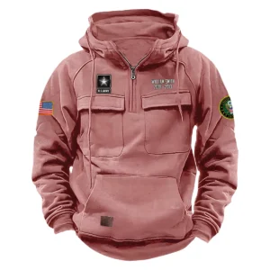 U.S. Army Tactical Quarter Zip Hoodie Service and Sacrifice Edition Custom Loyal Honor Salute to U.S. Army Veterans Pink