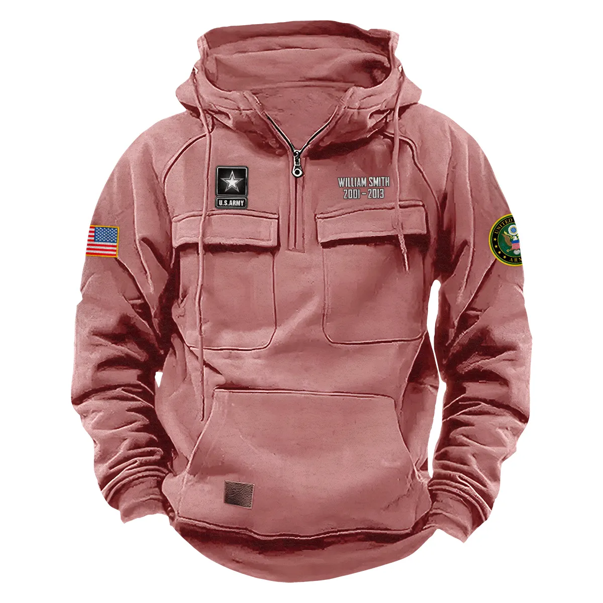 U.S. Army Tactical Quarter Zip Hoodie Service and Sacrifice Edition Custom Loyal Honor Salute to U.S. Army Veterans Pink U.S. Army Tactical Quarter Zip Hoodie Service and Sacrifice Edition Custom Loyal Honor Salute to U.S. Army Veterans Pink