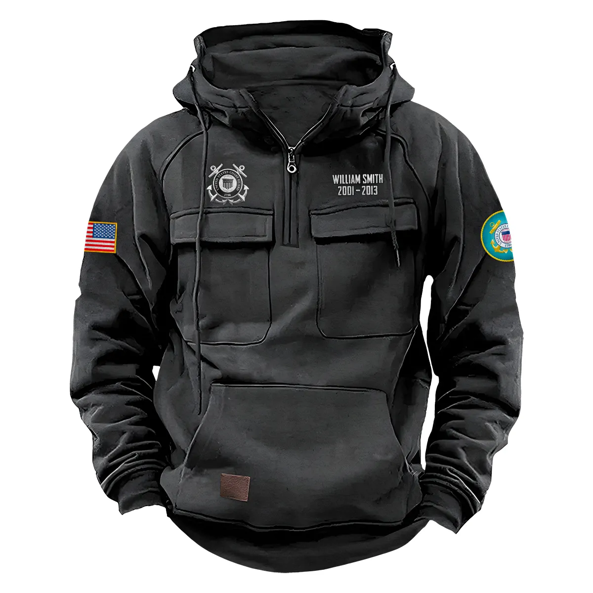 Loyal Courage Edition Personalized U.S. Coast Guard Tactical Quarter Zip Hoodie Service and Sacrifice Edition for U.S. Coast Guard Veterans Gray Loyal Courage Edition Personalized U.S. Coast Guard Tactical Quarter Zip Hoodie Service and Sacrifice Edition for U.S. Coast Guard Veterans Gray