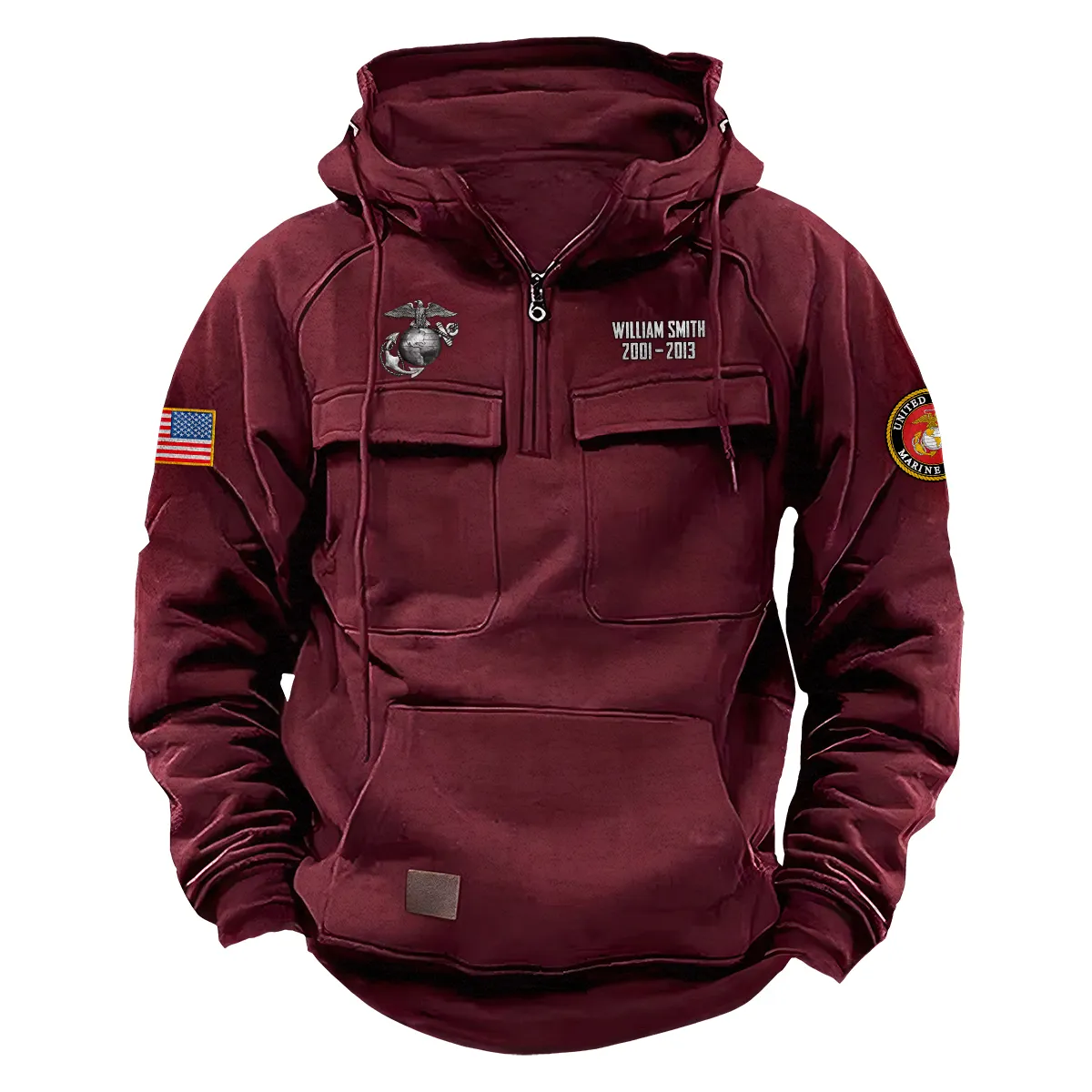 Loyal Devotion Custom U.S. Marine Corps Tactical Quarter Zip Hoodie Service and Sacrifice Edition for U.S. Marine Corps Veterans Wine Red Loyal Devotion Custom U.S. Marine Corps Tactical Quarter Zip Hoodie Service and Sacrifice Edition for U.S. Marine Corps Veterans Wine Red