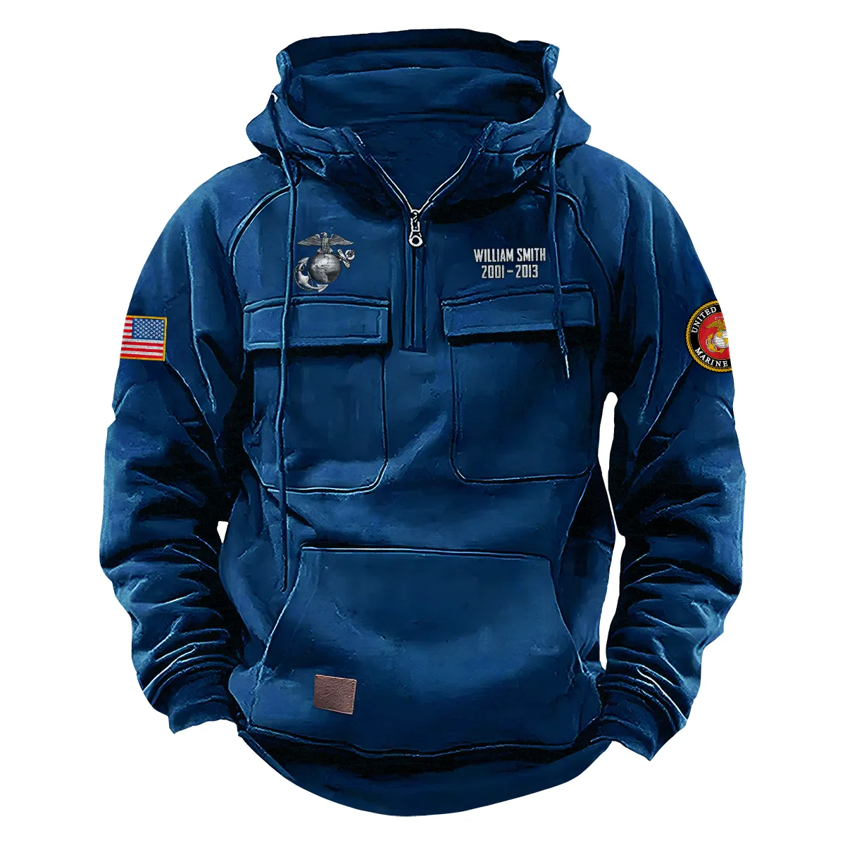 U.S. Marine Corps Veterans Loyal Spirit Custom U.S. Marine Corps Tactical Quarter Zip Hoodie Service and Sacrifice Edition Dark Blue U.S. Marine Corps Veterans Loyal Spirit Custom U.S. Marine Corps Tactical Quarter Zip Hoodie Service and Sacrifice Edition Dark Blue