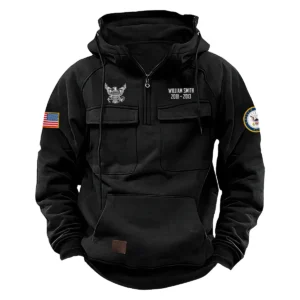Loyal Loyalty Inspired Custom U.S. Navy Tactical Quarter Zip Hoodie Service and Sacrifice Edition for U.S. Navy Veterans Black