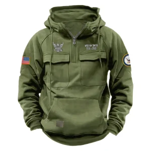 Proud U.S. Navy Veterans Personalized U.S. Navy Tactical Quarter Zip Hoodie Service and Sacrifice Edition Loyal Fortitude Edition Army Green