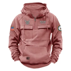 U.S. Navy Tactical Quarter Zip Hoodie Service and Sacrifice Edition Custom Proud Valor Salute to U.S. Navy Veterans Pink
