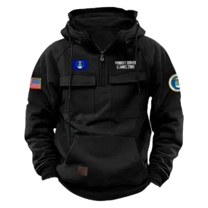 U.S. Air Force Veterans Proud Courage Custom U.S. Air Force Tactical Quarter Zip Hoodie Proud Veteran Edition Black