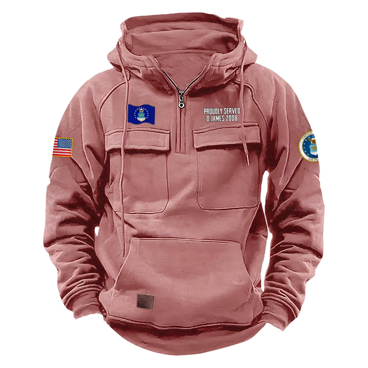 Personalized U.S. Air Force Tactical Quarter Zip Hoodie Proud Veteran Edition Celebrating Proud Sacrifice for U.S. Air Force Veterans Pink Personalized U.S. Air Force Tactical Quarter Zip Hoodie Proud Veteran Edition Celebrating Proud Sacrifice for U.S. Air Force Veterans Pink