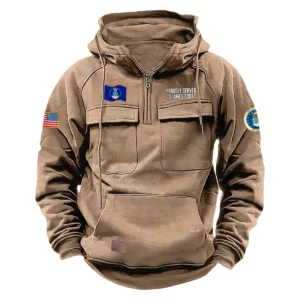 Proud Strength Inspired Custom U.S. Air Force Tactical Quarter Zip Hoodie Proud Veteran Edition for U.S. Air Force Veterans Khaki