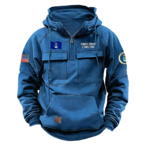 Proud U.S. Air Force Veterans Personalized U.S. Air Force Tactical Quarter Zip Hoodie Proud Veteran Edition Proud Pride Edition Blue