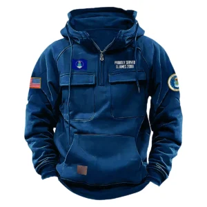 U.S. Air Force Tactical Quarter Zip Hoodie Proud Veteran Edition Custom Proud Brotherhood Salute to U.S. Air Force Veterans Dark Blue