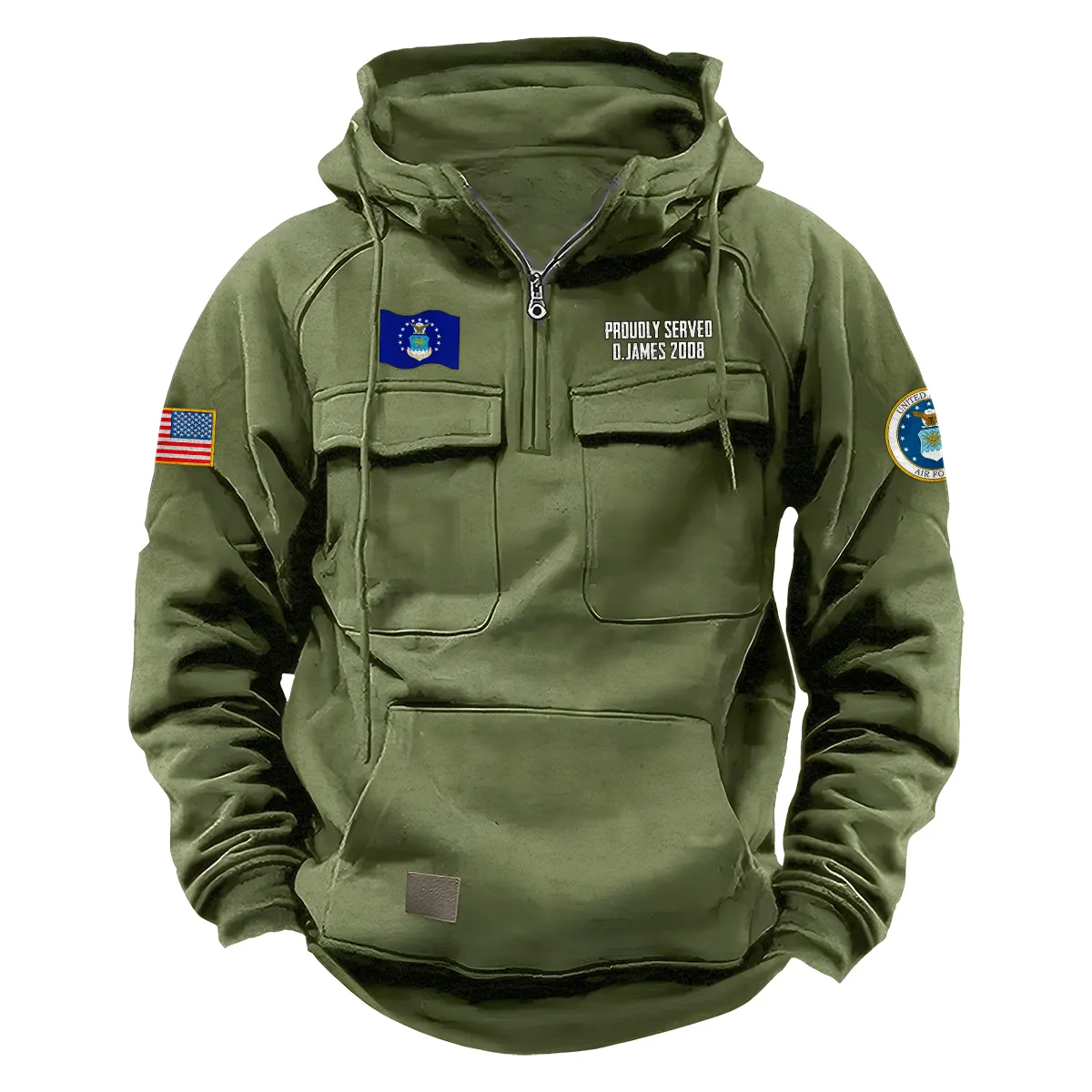 Proud Heritage Custom U.S. Air Force Tactical Quarter Zip Hoodie Proud Veteran Edition for U.S. Air Force Veterans Army Green Proud Heritage Custom U.S. Air Force Tactical Quarter Zip Hoodie Proud Veteran Edition for U.S. Air Force Veterans Army Green