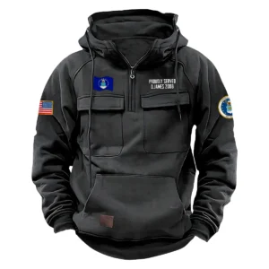U.S. Air Force Tactical Quarter Zip Hoodie Proud Veteran Edition Personalized Proud Devotion Tribute for U.S. Air Force Veterans Gray
