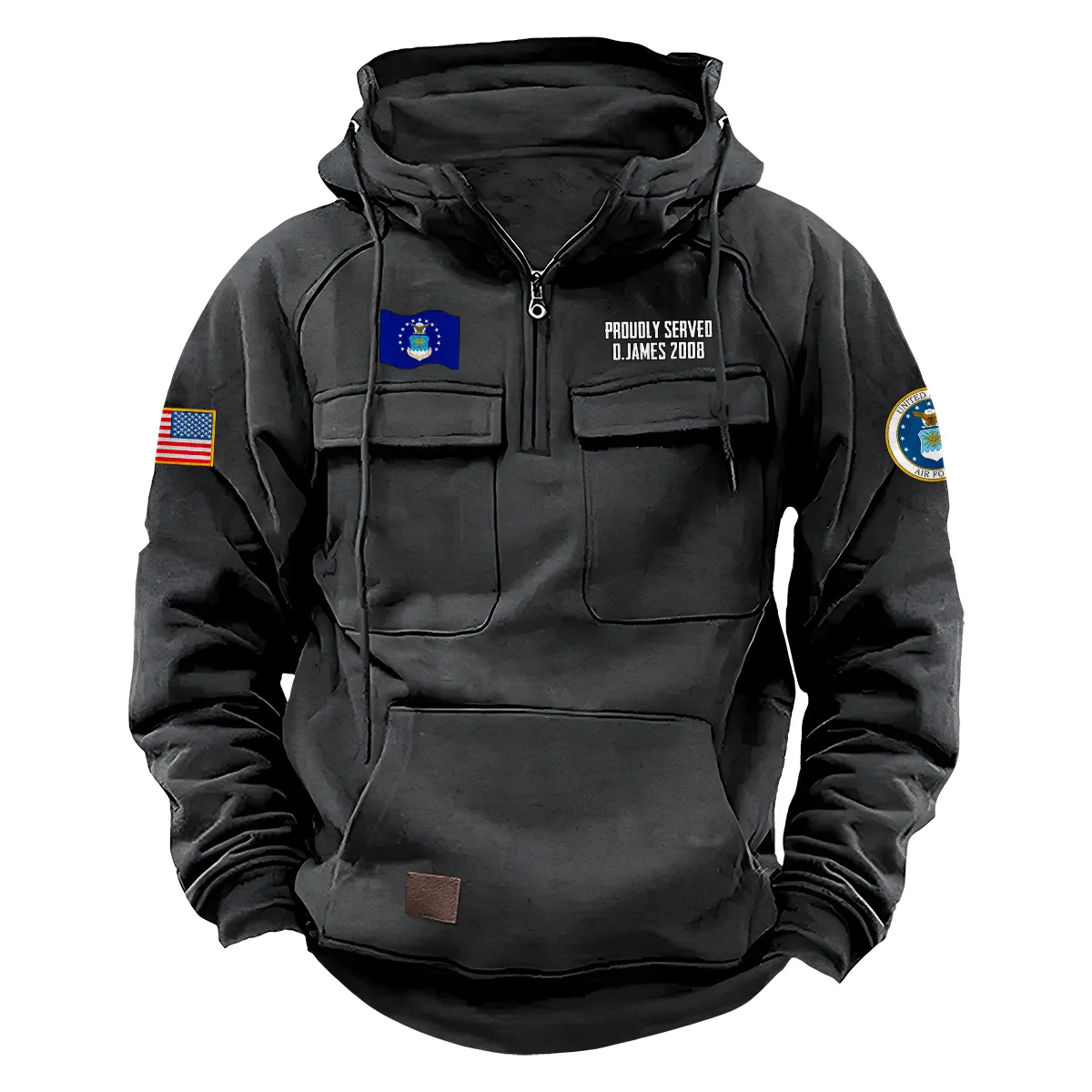 U.S. Air Force Tactical Quarter Zip Hoodie Proud Veteran Edition Personalized Proud Devotion Tribute for U.S. Air Force Veterans Gray U.S. Air Force Tactical Quarter Zip Hoodie Proud Veteran Edition Personalized Proud Devotion Tribute for U.S. Air Force Veterans Gray