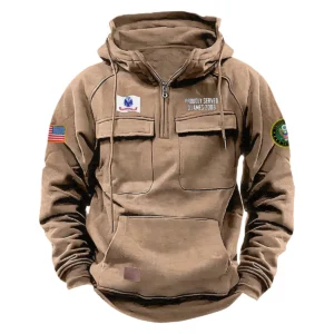Custom Proud Excellence U.S. Army Tactical Quarter Zip Hoodie Proud Veteran Edition Honoring U.S. Army Veterans Khaki