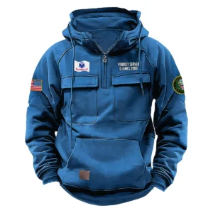 Proud Patriotism Edition Personalized U.S. Army Tactical Quarter Zip Hoodie Proud Veteran Edition for U.S. Army Veterans Blue