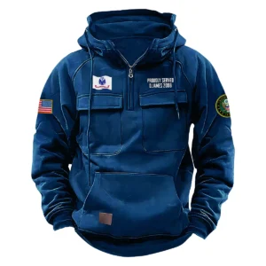 U.S. Army Veterans Proud Respect Custom U.S. Army Tactical Quarter Zip Hoodie Proud Veteran Edition Dark Blue
