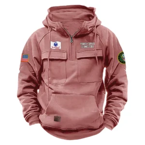Personalized U.S. Army Tactical Quarter Zip Hoodie Proud Veteran Edition Celebrating Proud Spirit for U.S. Army Veterans Pink