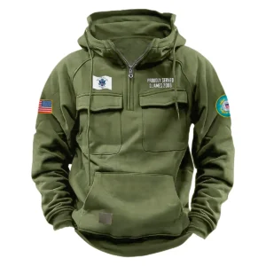 Brave Honor Custom U.S. Coast Guard Tactical Quarter Zip Hoodie Proud Veteran Edition for U.S. Coast Guard Veterans Army Green