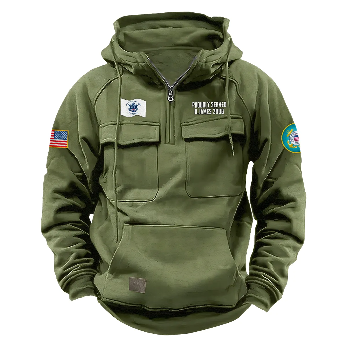 Brave Honor Custom U.S. Coast Guard Tactical Quarter Zip Hoodie Proud Veteran Edition for U.S. Coast Guard Veterans Army Green Brave Honor Custom U.S. Coast Guard Tactical Quarter Zip Hoodie Proud Veteran Edition for U.S. Coast Guard Veterans Army Green