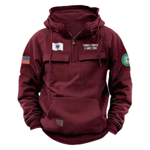 U.S. Coast Guard Veterans Brave Freedom Custom U.S. Coast Guard Tactical Quarter Zip Hoodie Proud Veteran Edition Wine Red