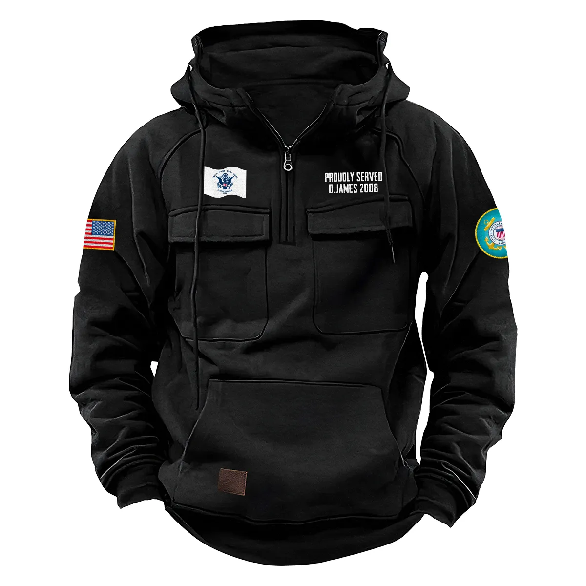Personalized U.S. Coast Guard Tactical Quarter Zip Hoodie Proud Veteran Edition Celebrating Brave Courage for U.S. Coast Guard Veterans Black Personalized U.S. Coast Guard Tactical Quarter Zip Hoodie Proud Veteran Edition Celebrating Brave Courage for U.S. Coast Guard Veterans Black